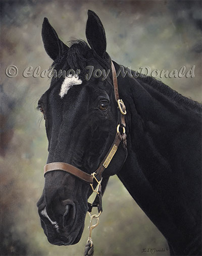 Monopoly | Oil painting of Monopoly, black show jumping horse