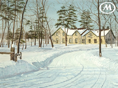 Woodside | Winter oil painting of King's historic home