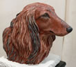 Purchase hand painted sculpture of Miniature Long-haired Dachshund