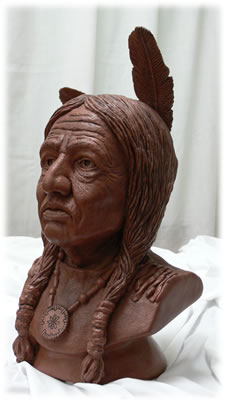 Indian sculpture, Unconquered, left side, chestnut colour